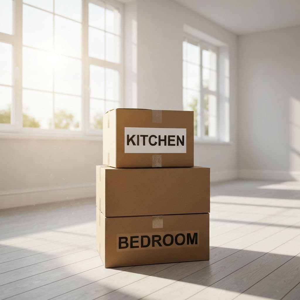 Household cartons in a new home
